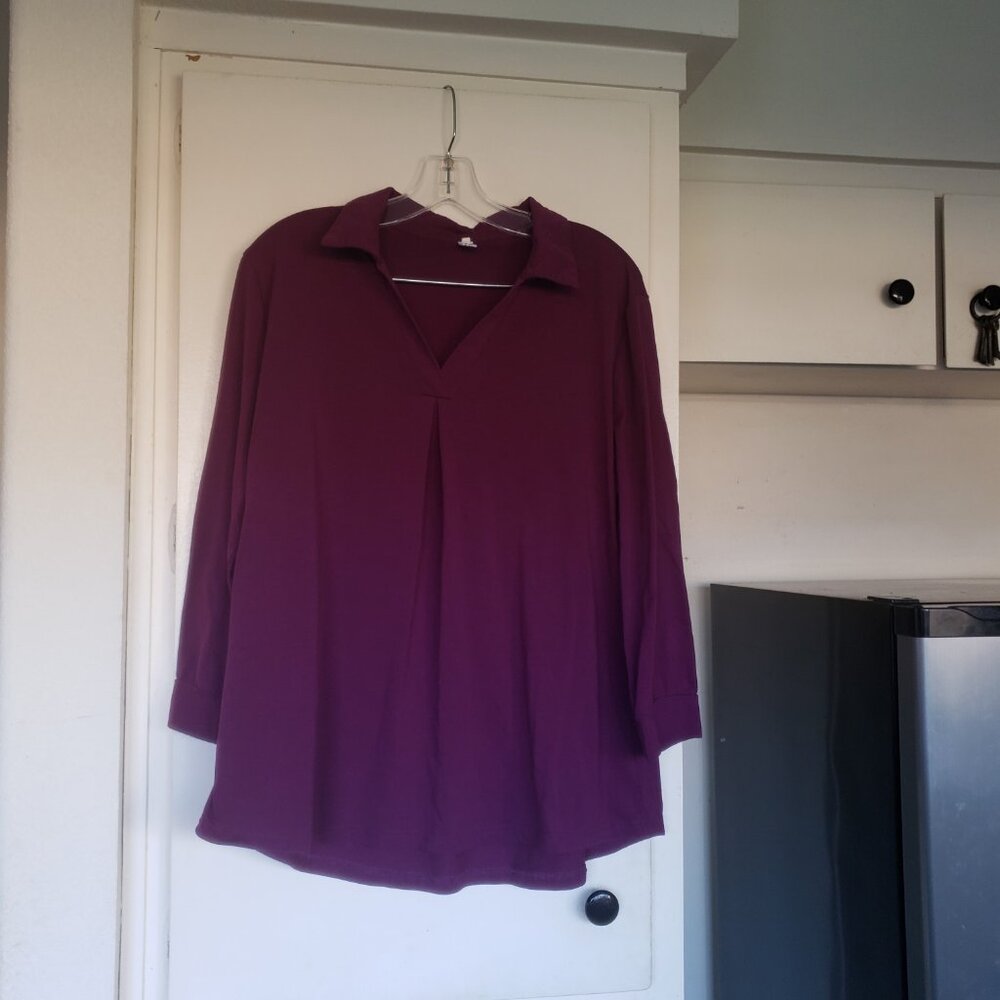 New Choice Burgundy Long Sleeve Top Size XL